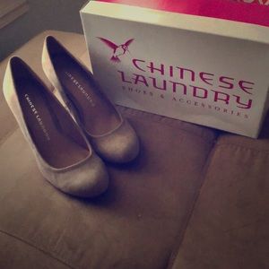 Suede nude heels that can be rocked!